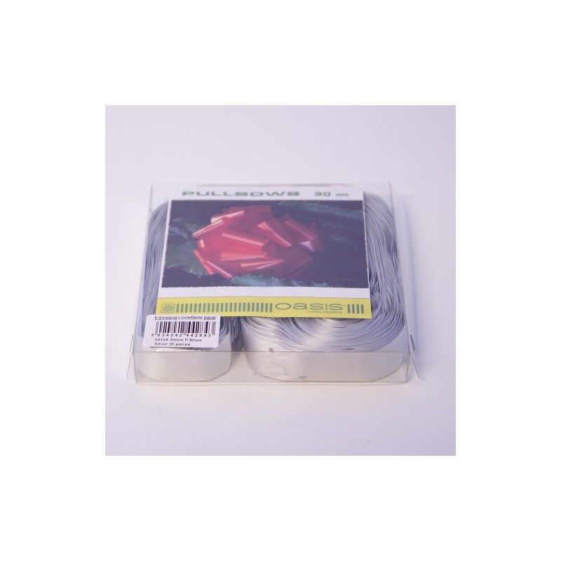 30 Silver Satin Ribbon Floristry Pull Bows 30mm