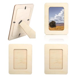 4 PCS 4inch*6.1inch Wooden Picture Frames, Wooden Photo Frame, Wooden Frames, Handmade Craft Set, Mosaic Frame for Kids, Paintable & Decoratable, Ideal for Multiple Pictures