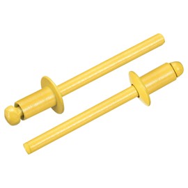 uxcell 50Pcs 3/16"x5/16" Aluminum Dome-Head Blind Rivets, Open-End Type Blind Rivets for DIY, Sheet Metal, Automotive Repairs, Furniture, Boat, and Duct Work (Yellow)