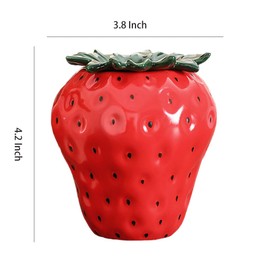 WAIT FLY Strawberry Ceramic Ashtray, Cute Cigar Ashtray for Indoor or Outdoor use, Home Office Decoration Ashtray for Smokers-Red