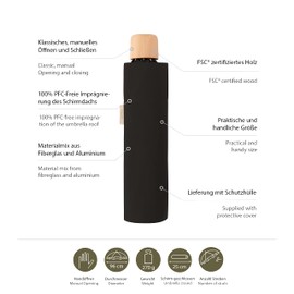 Doppler Nature Mini Pocket Umbrella 25 cm, Simply Black