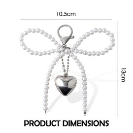 Auiremrti Women's Pearl Keyring, Y2K Style Silver Pendant Beads, Key Ring for Car Keys and Bags, Elegant Bag Pendant for Women, silver