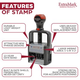 Heavy Duty Style Office Date Stamp with Paid - Self Inking Dater - Style B - Blue & Red Ink Color