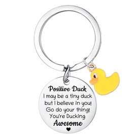 Yrerndre Positive Duck Keyring Emotional Supporting Gifts Funny Keyring Inspirational Gift for Women Men Friends Sister Christmas Birthday Present Cute Duck Gifts for Duck Lovers Gift
