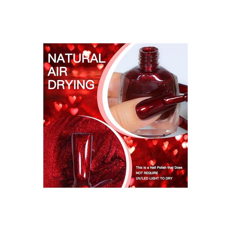 COSMOO- Esmalte de uñas rojo vino de 12 ml, laca