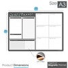 TMS A3 Weekly Planner Whiteboard | Magnetic Calendar for Fridge