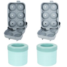 Ice Cube Mold, Round Silicone Ice Cube Mold, Silicone Freezer Molds for Wine, Water and More, Ice Tray Mold with Two Cylinders and Two Balls (4Pack)