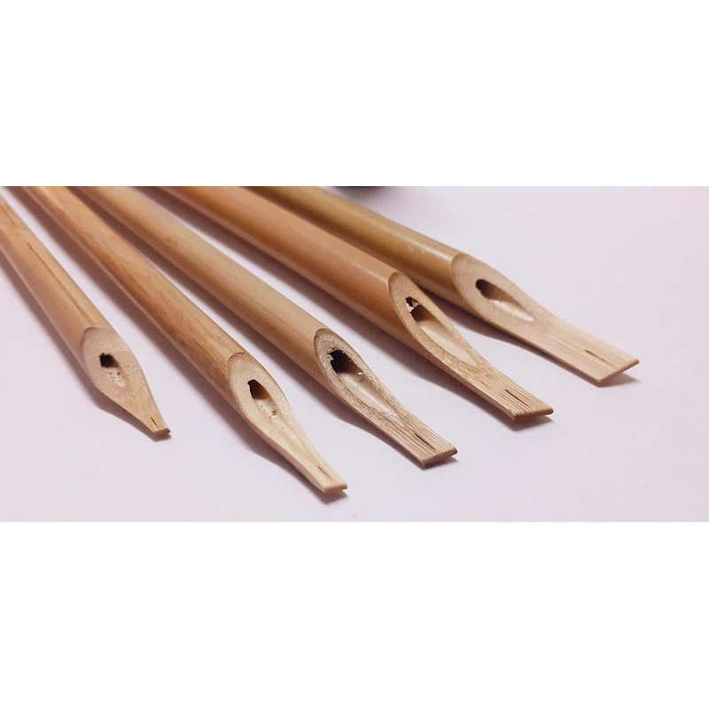 MaryamOvais 5 Bamboo Reed Qalam/Pens with Ink Black 10 ml