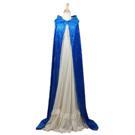 Blue Crushed Velvet Full Length Hooded Cape - Baby, Toddler, Kids, Teen, Adult, and Plus Sizes Available (Adult Large)