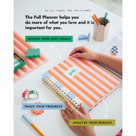 The Full Planner 2025 Special Edition in Orange Pink - Goal Setting, Habit Tracking, Monthly & Weekly Planning, Dated Jan-Dec, 180° Lay-Flat Spiral, Premium 120 GSM Paper