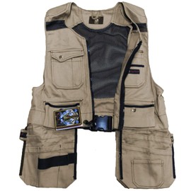 Tiger Trends Men Work Vest Pockets Utility Vest Tool Pockets Pro (Medium, Khaki)