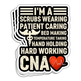 MAIANEY (3 Pcs) Certified Nursing Assistant Stickers CNA Week Stickers Nursing Assistant Quotes Nursing Assistant Appreciation Nursing Assistant Week Gifts Decorations Laptop Bottle Window Car 3"x4"