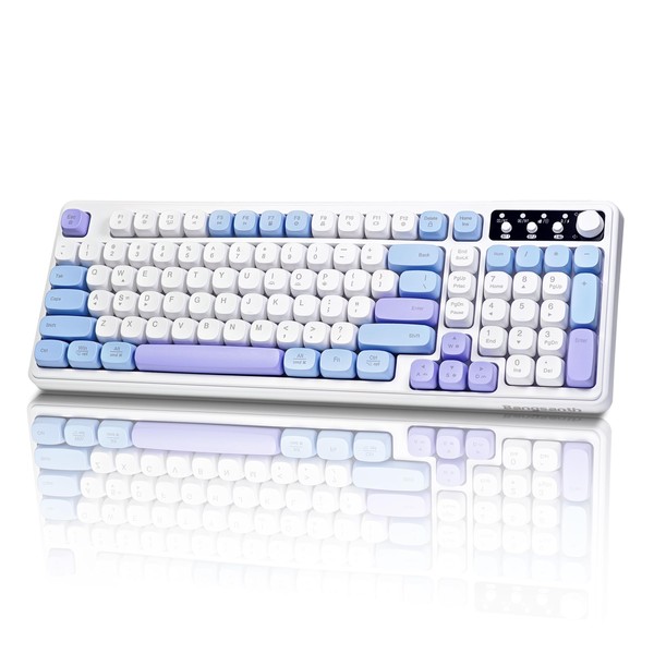 Bangsanth Wireless Keyboard, RGB Backlight Keyboard, Tri-Mode BT5.0/2.4GHz/USB-C, 99-Key Creamy,