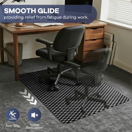 BesWin Office Chair Mat for Carpet, 48" x 60" Large Computer Desk Chair Mat for Low Carpeted Floors, Thick and Sturdy Carpet Protector for Rolling Chairs, Easy Glide Floor Mat for Home, Gaming (Black)