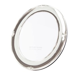 Happy Homewares Traditional and Ornate Oval Metal Silver Plated 8" x 10" Single Picture Frame Lacquer Coated with Black Velvet Back
