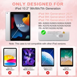 AOKOZZY Case for iPad 9th Generation 2022 10.2 inch for Kids Girls with Shoulder Strap, iPad Cover 8th 7th Generation Heavy Duty Protection, Adjustable Kickstand & Pencil Holder - Colourful