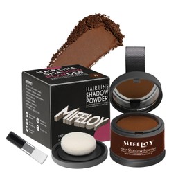Mifeloy Root Touch Up Powder, Instantly Gray Hair Cover Up, Women Color Root Coverage Shadow Powder for Thinning Grey Hairline, Men Roots Concealer for Hair Loss Beard Line Eyebrow, Dark Brown