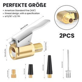 MOKIDO Valve Adapter Set, 2 x Air Chuck 8 mm Lever Connector for Car Valve, Bicycle, Bosch Easy Pump Adapter, French Valve Adapter, Ball Needle & Air Pumps, Accessories