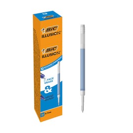 BIC Illusion Erasable Refill with Heat Sensitive Ink and Eraser - Blue (Pack of 12)