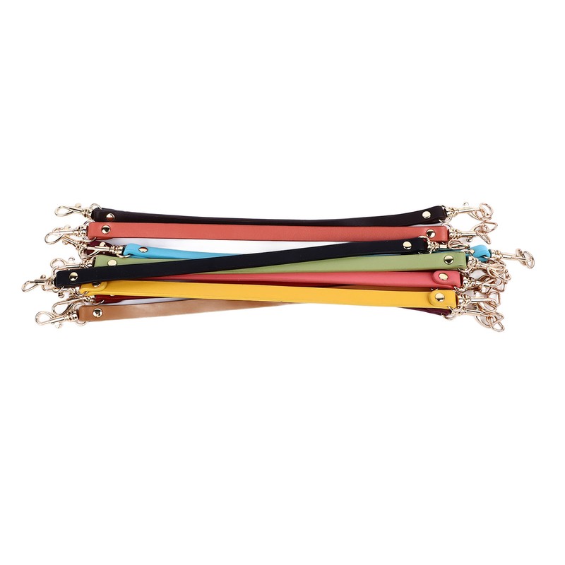 10Pcs Leather Bag Handles 12.2in Long 0.4in Wide Cattlehide Metal