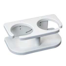 Extreme Max 3005.5692 Adjustable 2-Drink Mug Cup & Can Holder for Horizontal and Vertical Square Pontoon Rails - White
