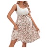MakeMeChic Women's Maternity Floral Print Sleeveless Knitted Belted Flowy Short