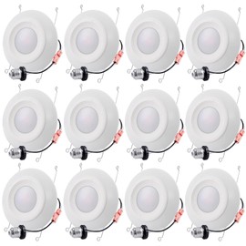 12 Pack 5/6 Inch LED Disk Light, Dimmable Surface Flush Mount LED Ceiling Light, 800LM, 9.5W 5000K Daylight, Low Profile Recessed Retrofit, Install into Recessed Can or Junction Box, ETL-Listed