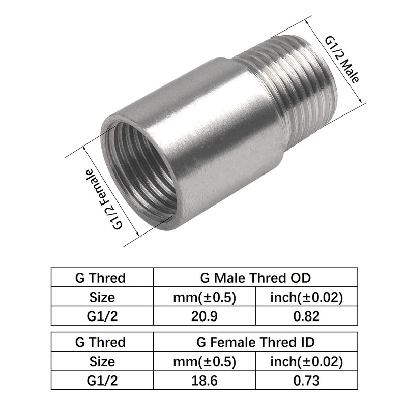 Rrina 304 Stainless Steel Shower Head Extension Arm G1/2 Male