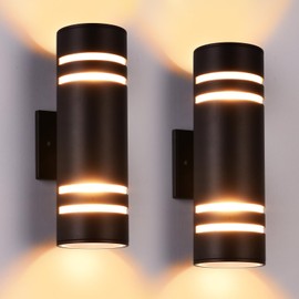 Housen Solutions Outdoor Wall Lights 2 Pack, Modern Exterior Lighting Fixtures IP65 Waterproof, Up Down Outside Lights for House Porch, Bronze