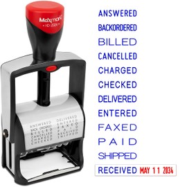 MaxMark 2024 Heavy Duty Date Phrase Stamp, Large Date Size - Exclusive 12-Year Band - Blue/Red Ink