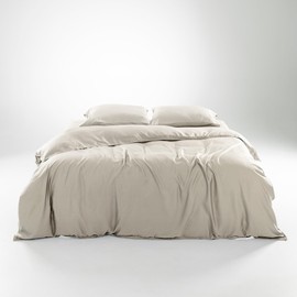 Olive + Crate Luxury 100% Lyocell Eucalyptus Duvet Cover Set King Size, Tencel 3PC Vegan Bedding Set, Super Soft Off White Cooling Duvet Cover for Hot Sleepers & 2 Pillowcases, Oatmeal (90" x 102")