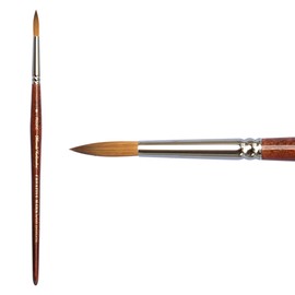 Creative Mark Mimik Kolinsky Synthetic Sable Paint Brush- Short Handle, Long Bristle Kolinsky Brushes with Resilient Synthetic Fiber for Oil, Watercolor and Acrylic - Round Size #8