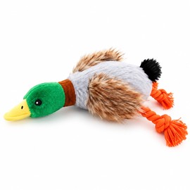 Plush Squeaky Duck Dog Toy for Interactive Play – Soft Fleece Chew Toy with Rope Detail for Puppies & Dogs