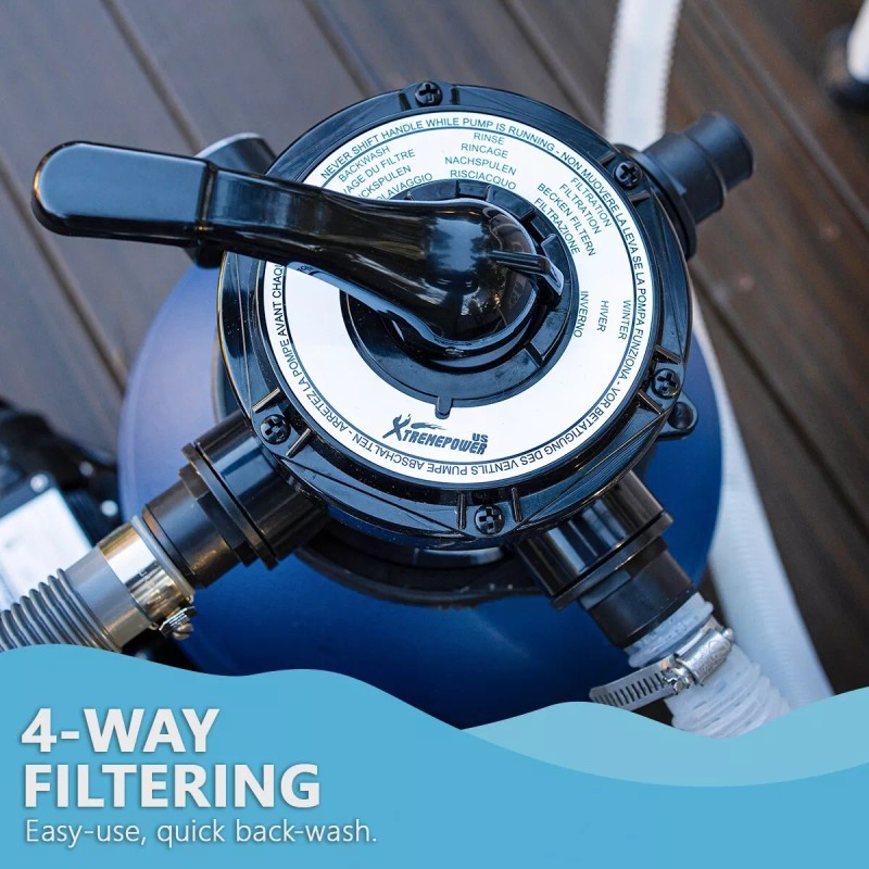 XtremepowerUS Sand Filter for Above-Ground w/ Pool Pump 6-Way Valve