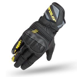 WARDLER Motorcycle Gloves for Men, Goat Leather, Raptor, Men's Biker Gloves, TPU Metacarpal Knuckle Protection, Riding, Racing Gloves, Adjustable Wrist, Padded (Black, Medium)