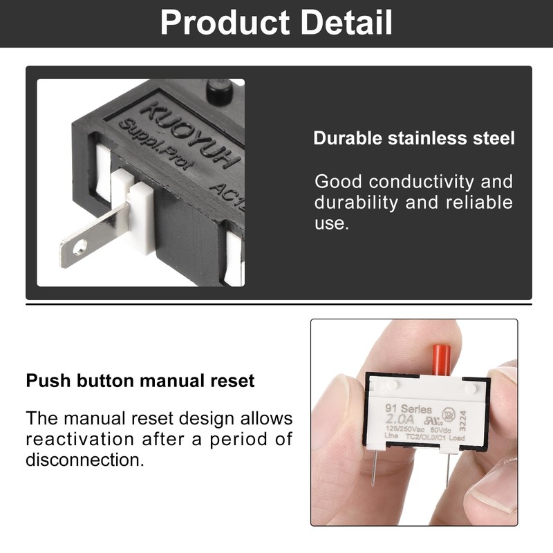 DMiotech 2A Thermal Circuit Breaker Switch 125/250V AC 50V DC