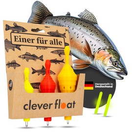Clever Float Fishing Floats Set without Lead - 3 Floats with AirControl System | Float Fishing with Adjustable Bite Resistance | Fishing Accessories, Floats Fishing for Trout, Pike & Carp (VarioSet-C)