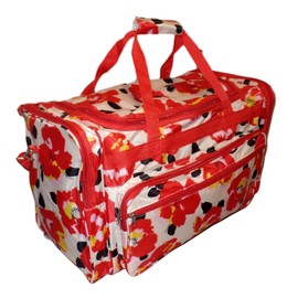 High Fashion Print Gym Dance Cheer Travel Duffle Bag 22" (BLANK-Bold Flowers - Red)