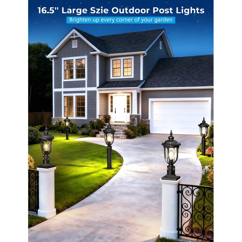 Lotsky Outdoor Post Lights 16.5'', Motion Sensor Lamp Pole Light