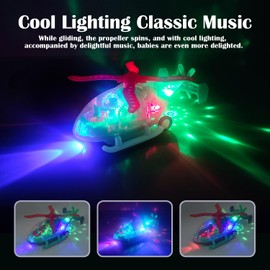 Transparent Gear Airplane Toy - Electric Omni-Directional Design, Vibrant Lights, and Classic Melodies for Boys and Girls Ages 1-6