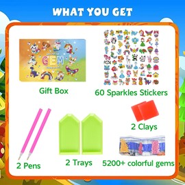 EFNHJF5 60 Pieces Diamond Painting Children's Animals, Diamond Painting Stickers, Craft Set Girls 5 6 7 8 9 10 11 12 Years, Craft Set Children's Toy from 5-12 Years, Birthday Gift for Boys and Girls