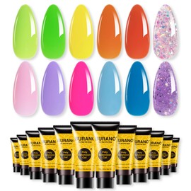 BURANO Poly Nail Gel Set, 12 Colors Nail Poly Nails Extension Gel Kit for Beginner Professional Salon Using Home DIY 15g (kit03, 15g)