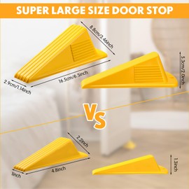 Frienda 4 Pcs Jumbo Door Stoppers for Floor Heavy Duty Stackable Door Stop TPR Large Door Wedge 2 Inch Rubber Door Stopper Wedge for Hotel Carpet Door Hardwood Concrete and Tile (Yellow)
