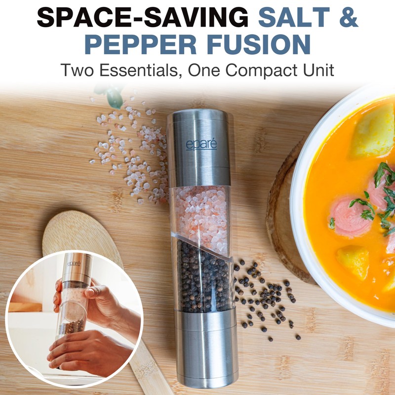 Dual Salt & Pepper Grinder - Manual Combo Mill Grinders