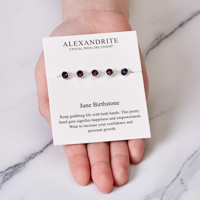 Philip Jones June Birthstone Bracelet Created with Alexandrite Zircondia® Crystals