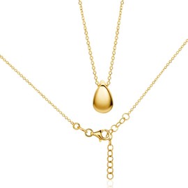 MIORE 18CT Gold Plated 925 Sterling Silver Necklaces For Women, 45cm Silver Chain With Teardrop Pendant, Hypoallergenic Drop Necklace, Jewellery For Women Made in Italy, Delivered In Jewellery Box