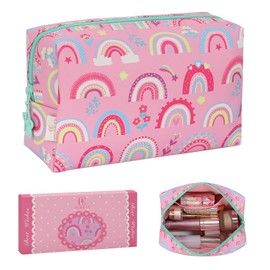 Small Makeup Bag, Birthday Gifts for Girls 4 5 6 7 8 9 10 11 12 13 14 15 16 Years Old, Cute Cosmetic Bag Travel Toiletry Bag for Teen Girls Women Friend Gift, Waterproof PU Leather Makeup Organizer