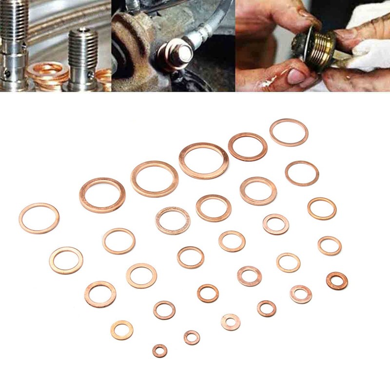 568pcs 30 Values Metric Copper Flat Ring Washer Gaskets Assortment