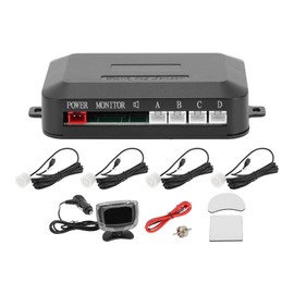 Hihaha Car Vehicle Reverse Backup Radar System LCD Distance Display Reverse Parking Sensors Distance Detection 4 Parking Sensors White