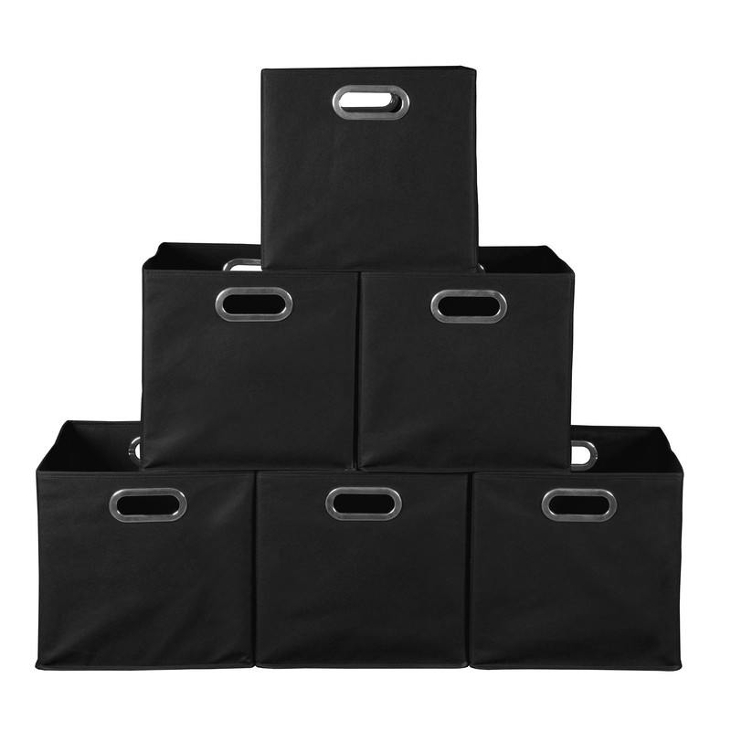 Set of 6 Cubo Foldable Fabric Bins- Blue